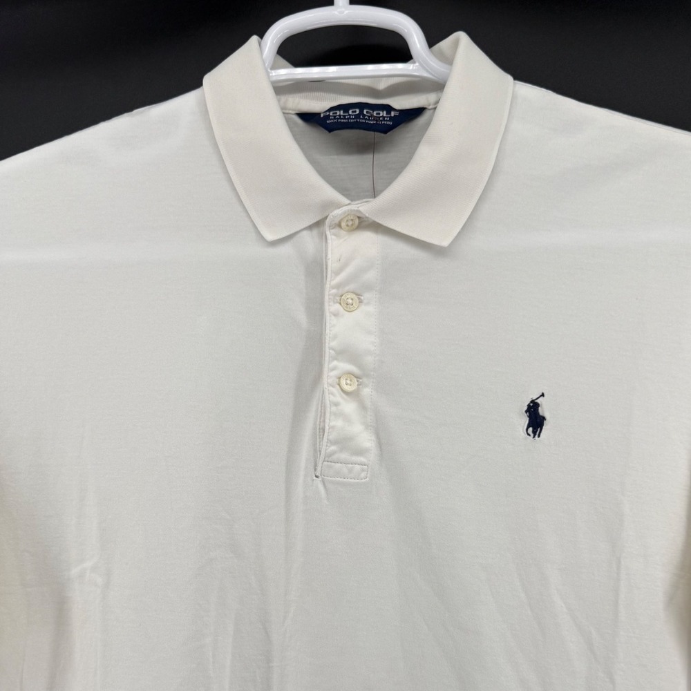 Polo Golf Ralph Lauren Mens White Pima Cotton Sea Island Polo Shirt Size L